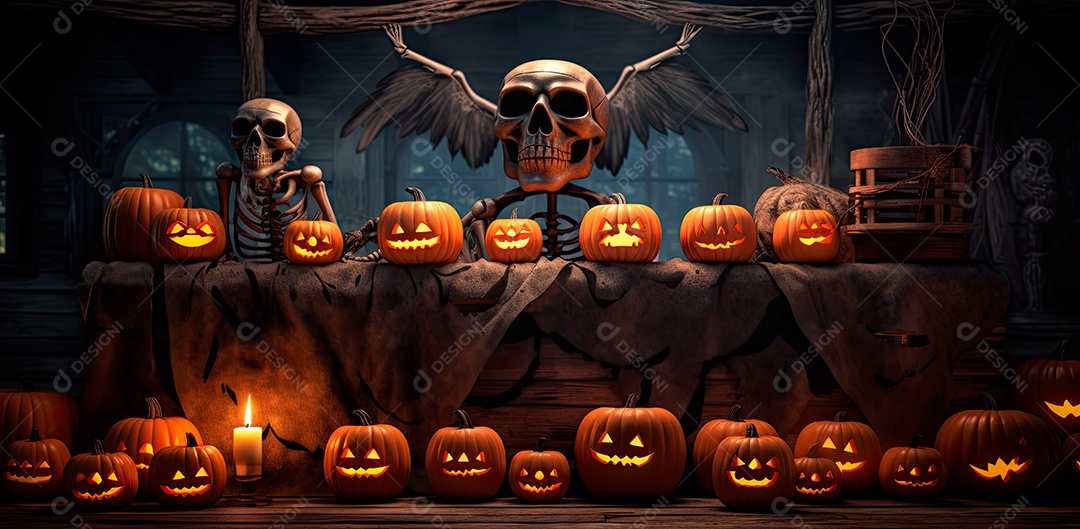 Caveira assustadora, feliz dia das bruxas