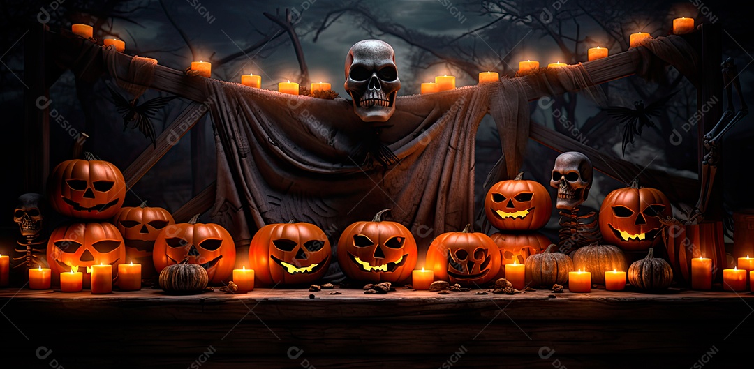 Caveira assustadora, feliz dia das bruxas