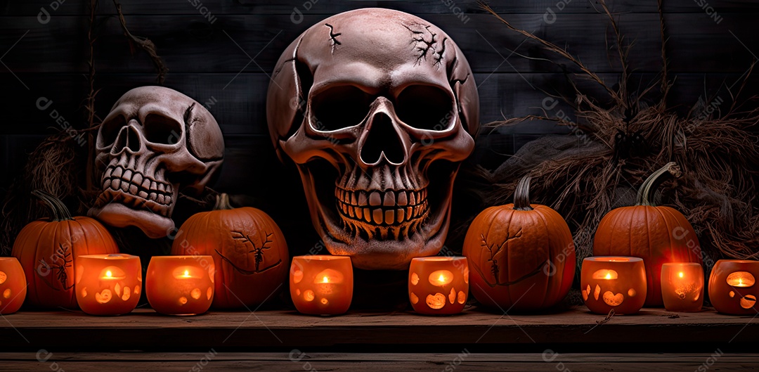 Caveira assustadora, feliz dia das bruxas