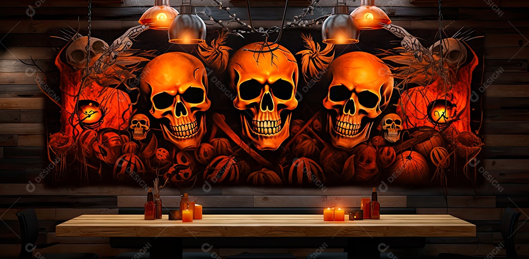 Caveira assustadora, feliz dia das bruxas