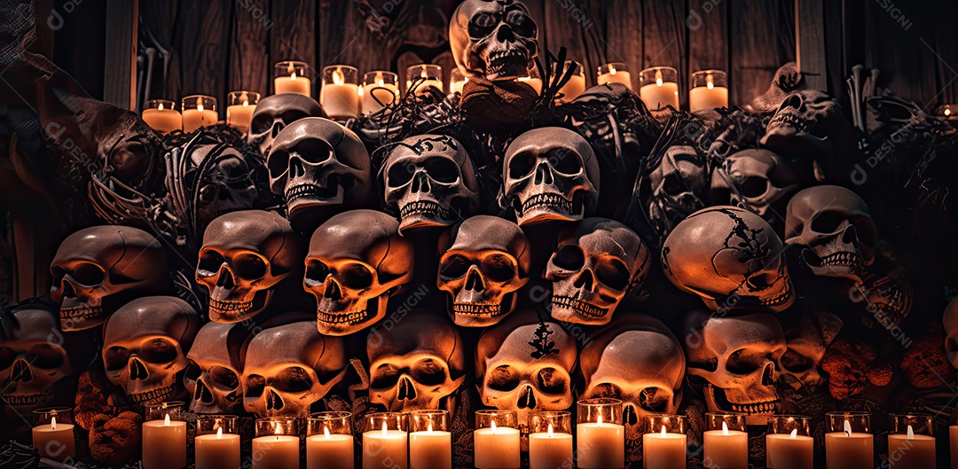 Caveira assustadora, feliz dia das bruxas