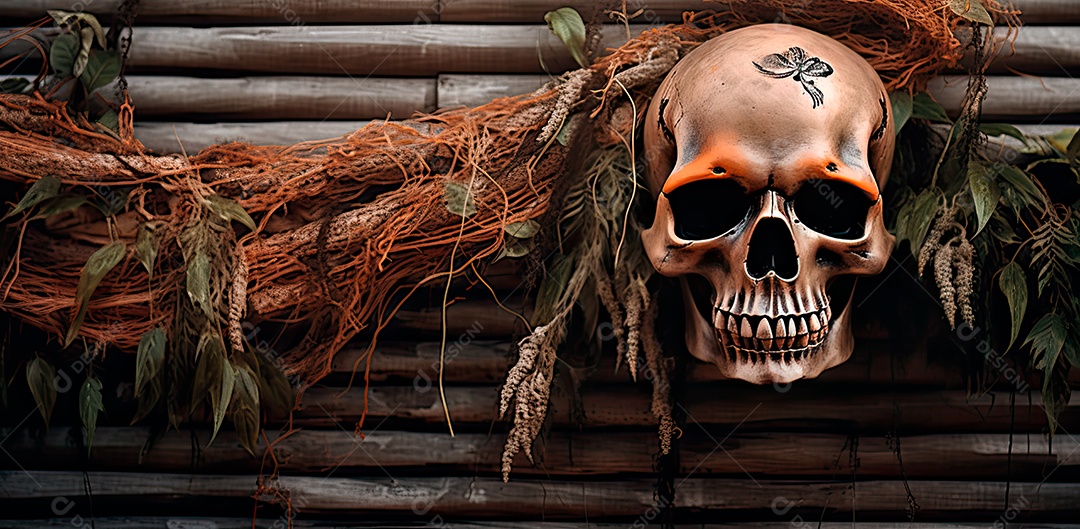 Caveira assustadora, feliz dia das bruxas