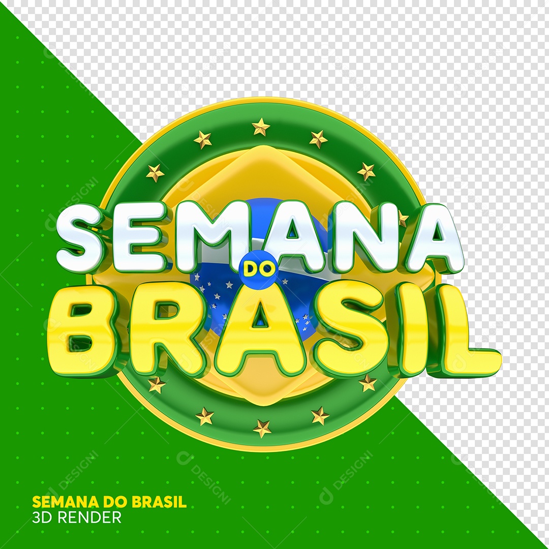 Selo 3D Semana Do Brasil Para Composição PSD