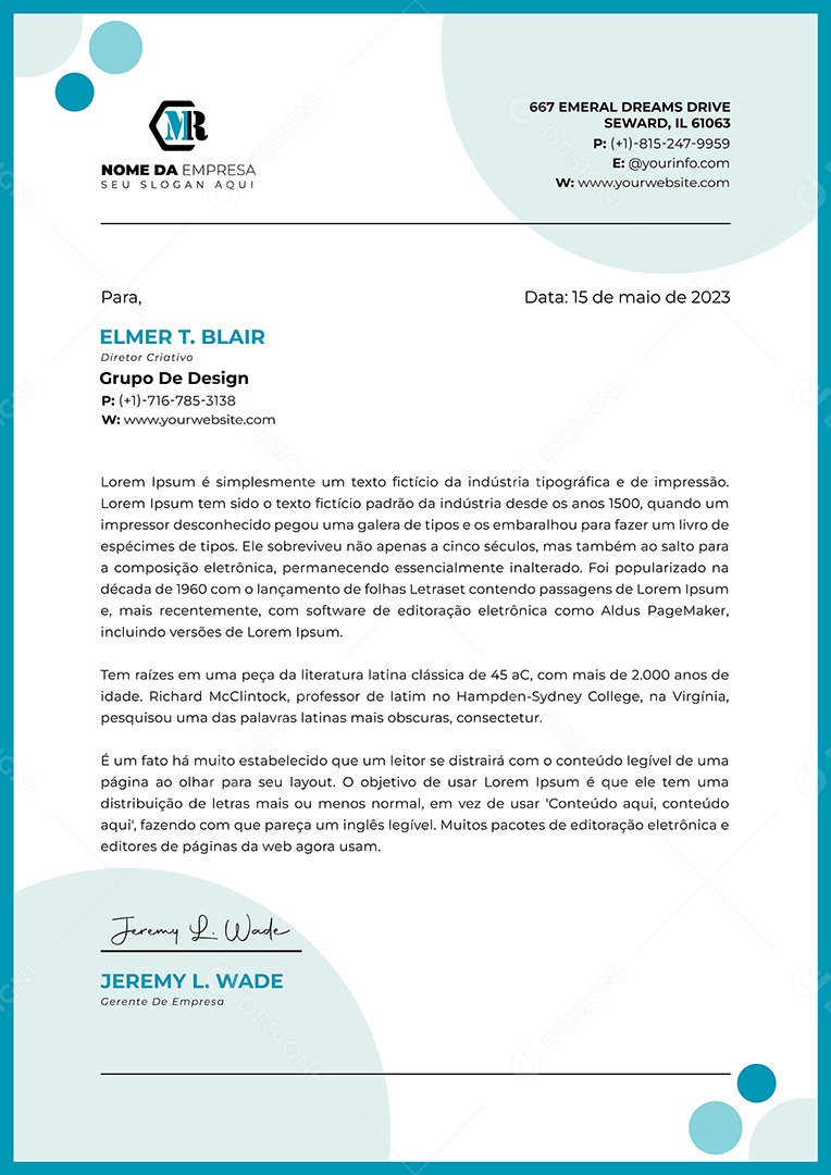 Modelo de Projeto de Cabeçalho Empresarial Vetor EPS Editável