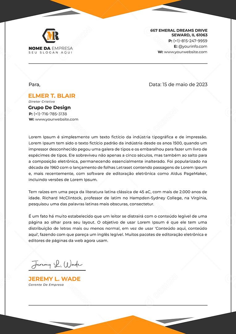 Modelo de Projeto de Cabeçalho Empresarial Vetor EPS Editável