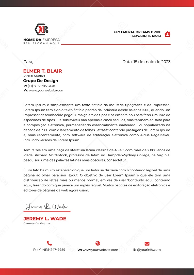 Modelo de Projeto de Cabeçalho Empresarial Vetor EPS Editável