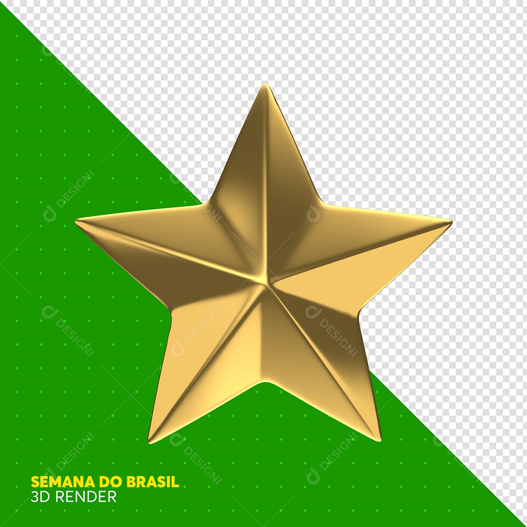 Elemento 3D Estrela Semana Do Brasil Para Composição PSD