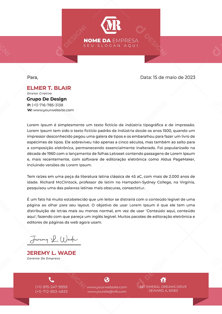 Modelo de Projeto de Cabeçalho Empresarial Vetor EPS Editável