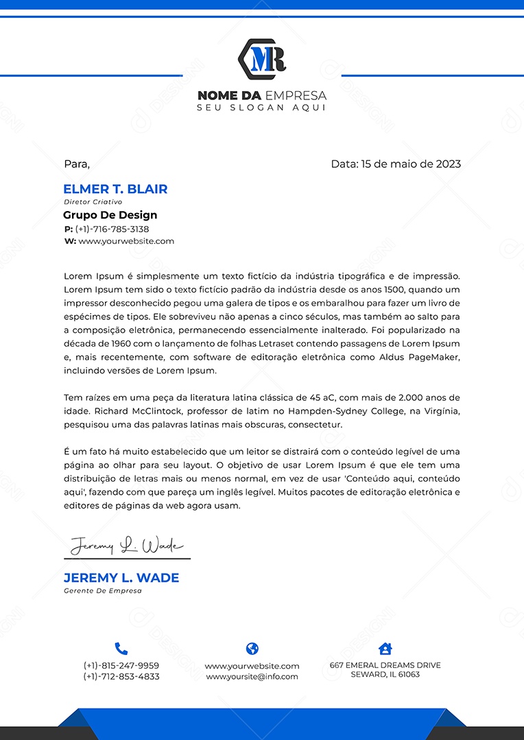 Modelo de Projeto de Cabeçalho Empresarial Vetor EPS Editável