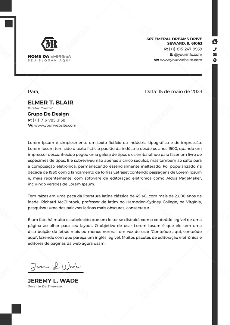 Modelo de Projeto de Cabeçalho Empresarial Vetor EPS Editável