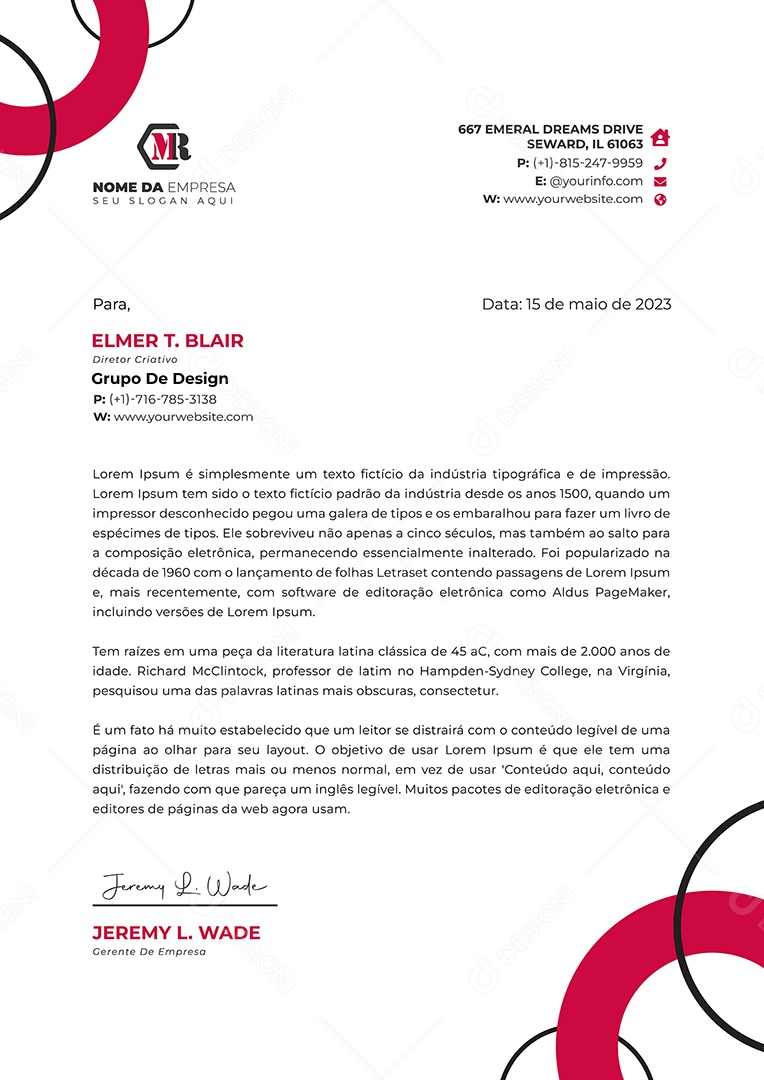 Modelo de Projeto de Cabeçalho Empresarial Vetor EPS Editável