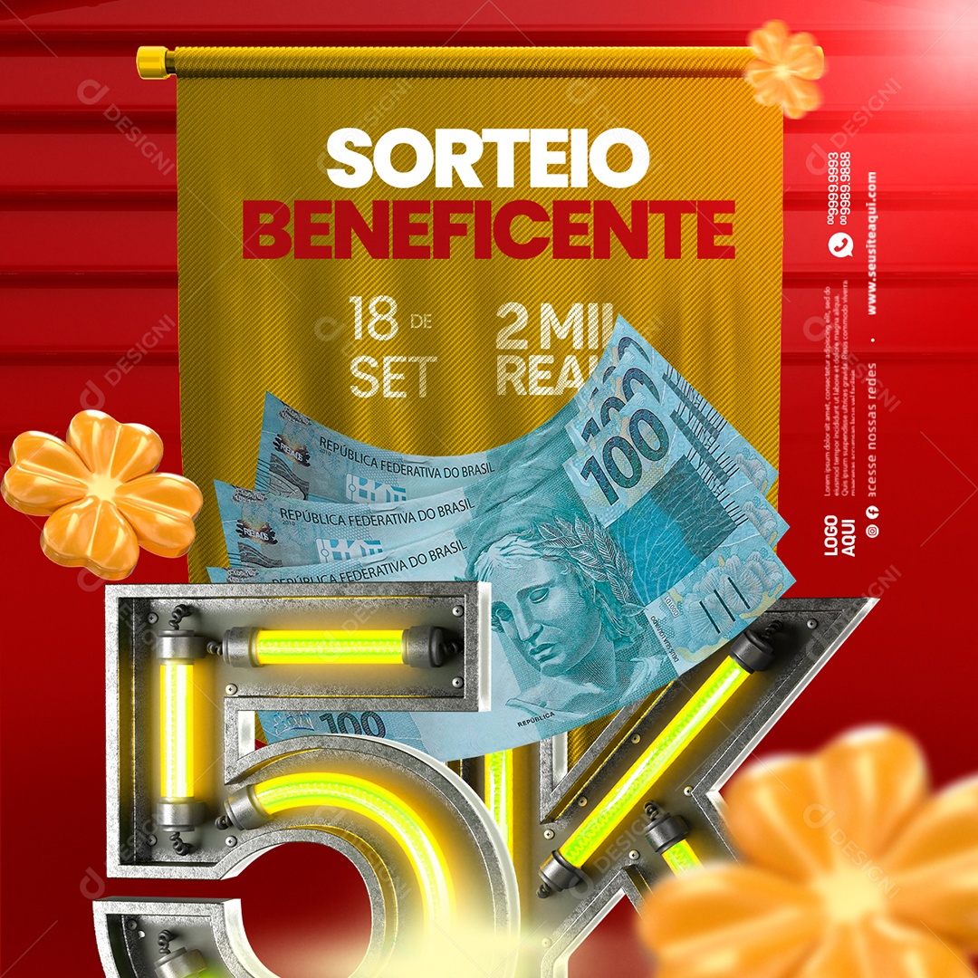 Super Sorteio Beneficente 2 Mil Reais Social Media PSD Editável