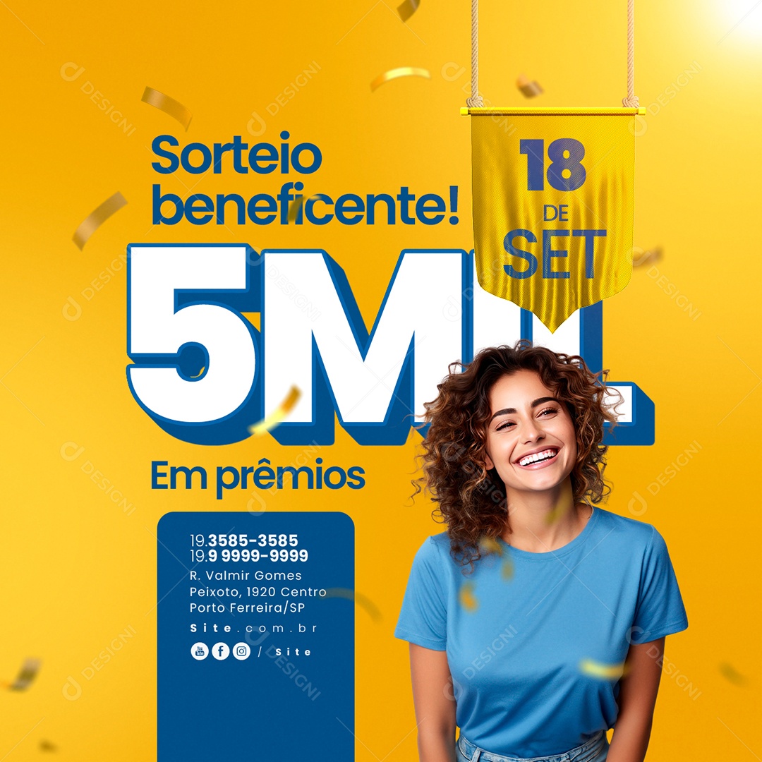 Super Sorteio Beneficente Em Prêmios Social Media PSD Editável