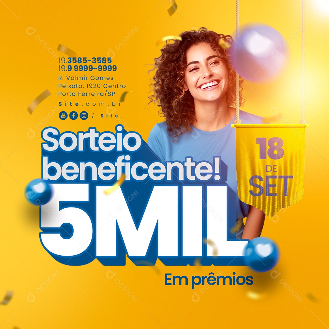 Super Sorteio Beneficente 5 Mil Social Media PSD Editável
