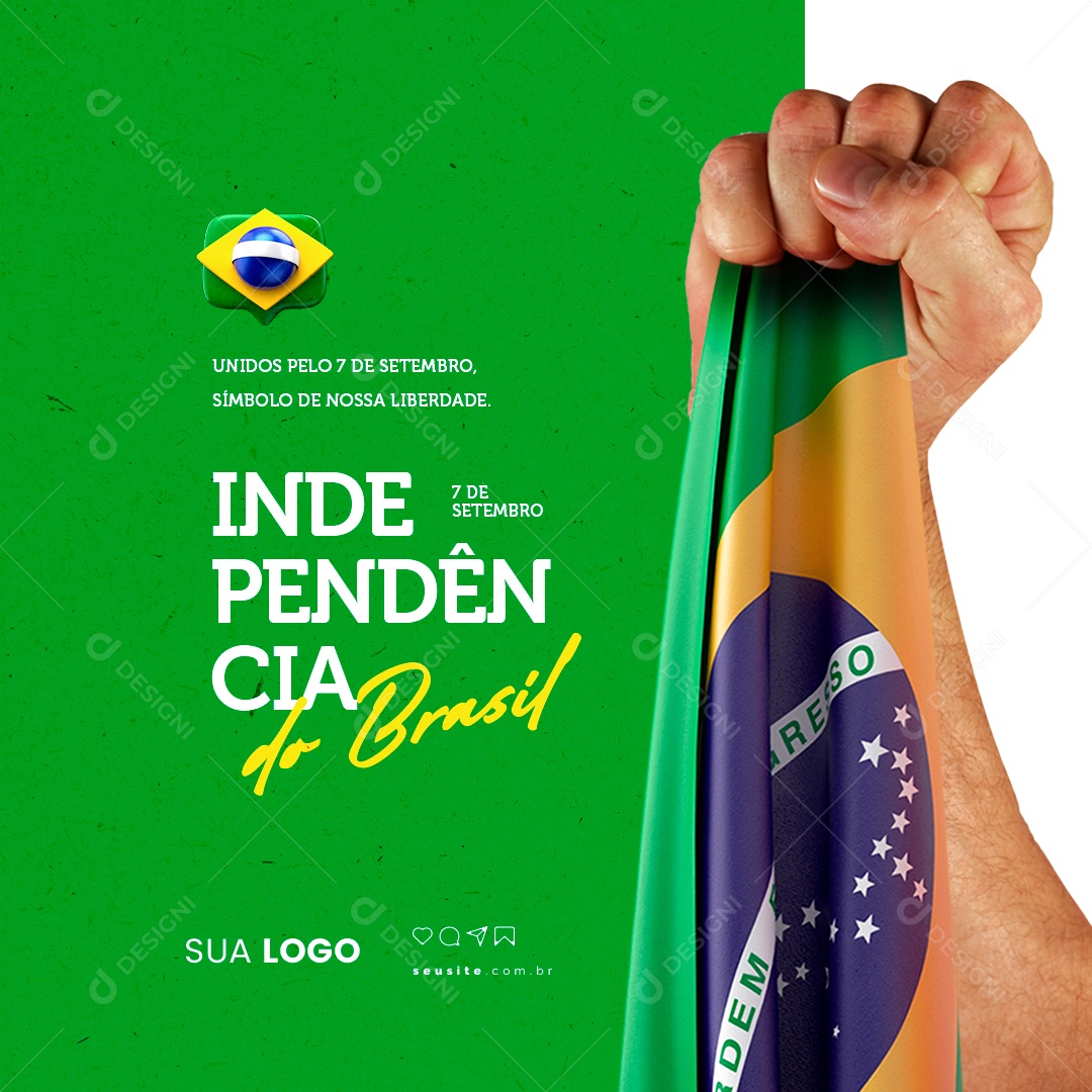 Dia Da Independência do Brasil Unidos Pelo 7 de Setembro Social Media PSD Editável