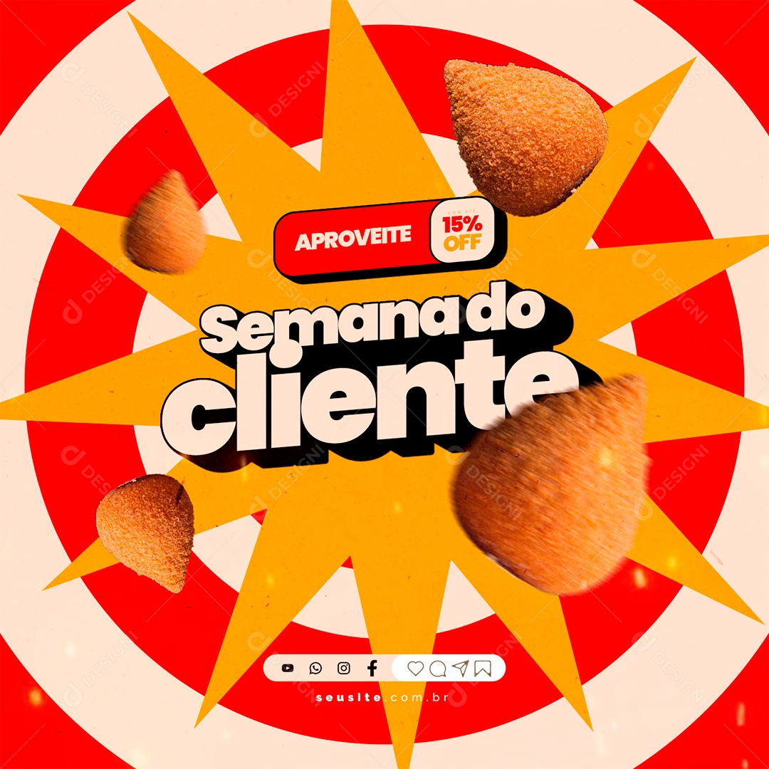 Semana do Cliente Salgados Coxinha Social Media PSD Editável