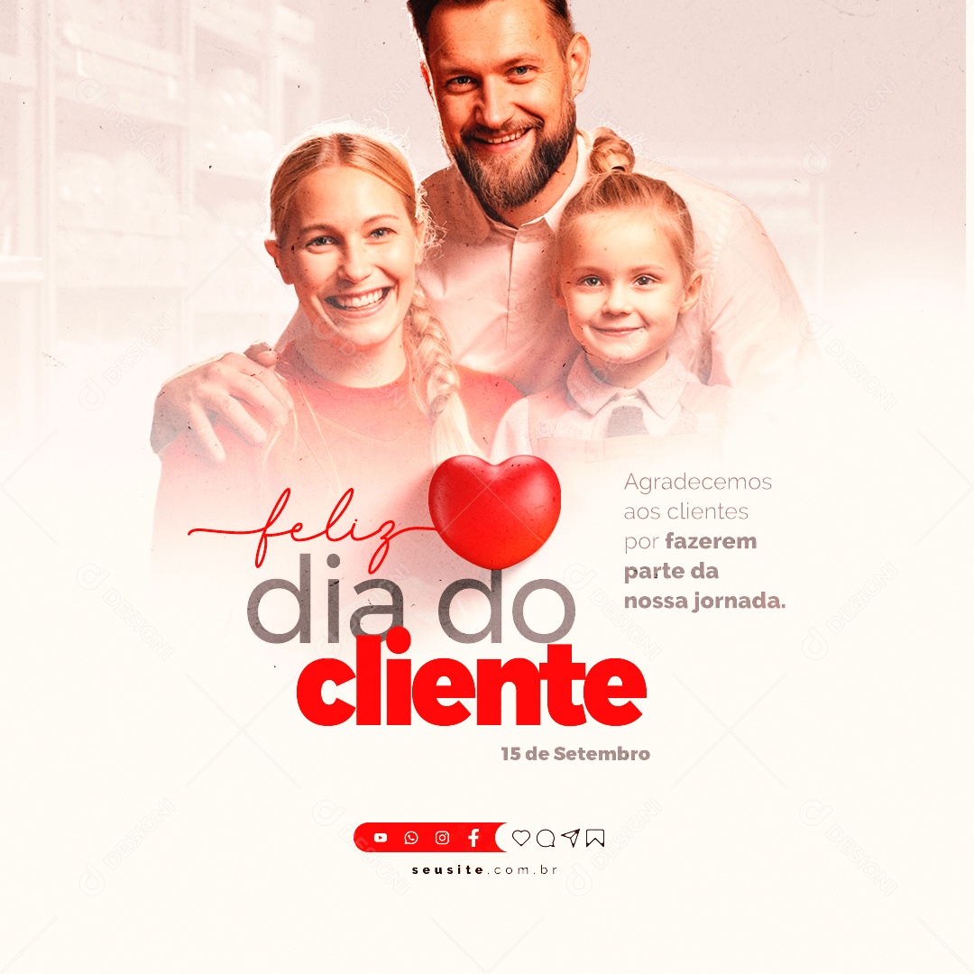 Feliz Dia Do Cliente Agradecemos aos Clientes Social Media PSD Editável