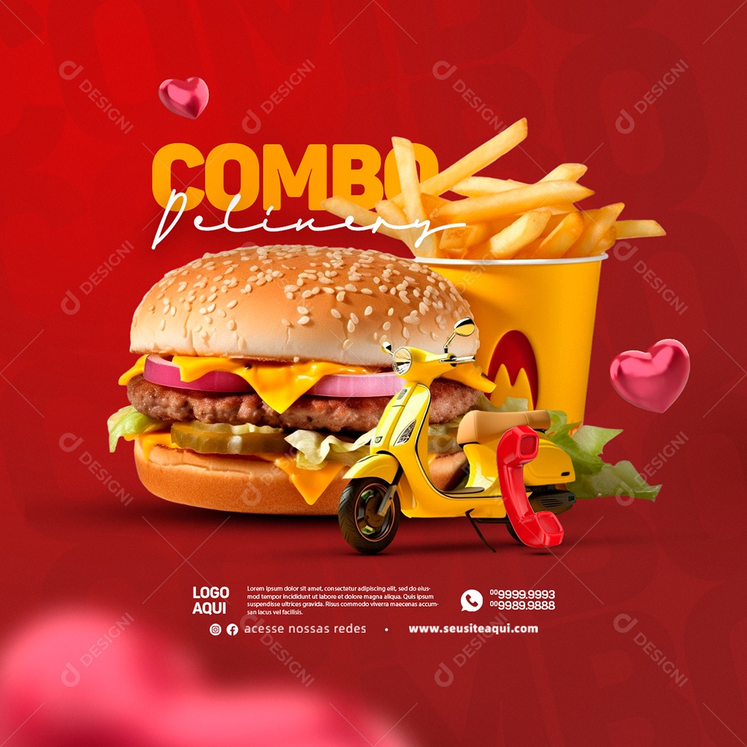 Hamburgueria Delivery Combo Social Media PSD Editável