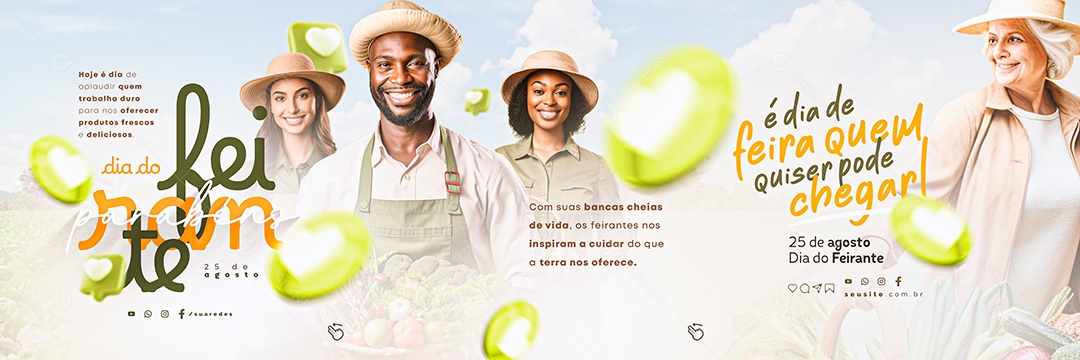 Carrossel Dia do Feirante 25 de Agosto Social Media PSD Editável