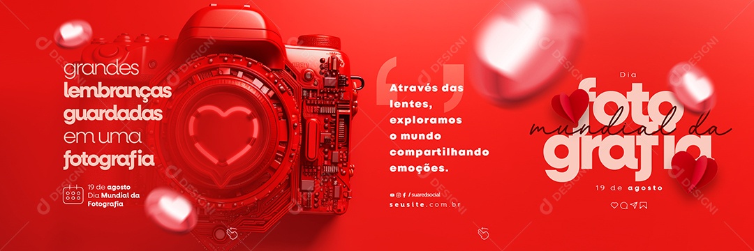 Carrossel Dia Mundial da Fotografia Através das Lentes Social Media PSD Editável