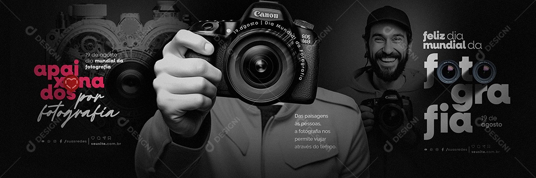 Carrossel Feliz Dia Mundial da Fotografia 19 de Agosto Social Media PSD Editável