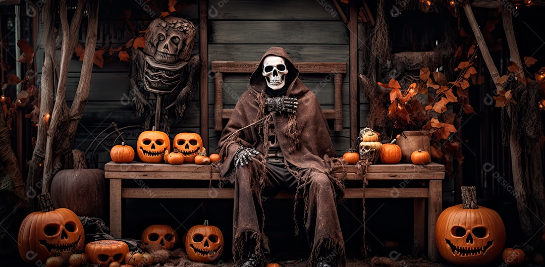 Caveira assustadora, feliz dia das bruxas