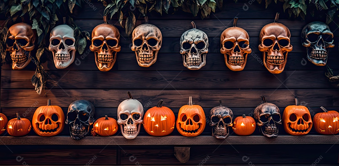 Caveira assustadora, feliz dia das bruxas