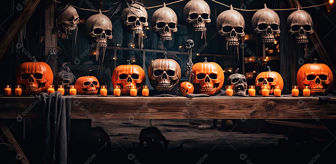 Caveira assustadora, feliz dia das bruxas