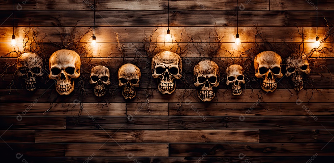 Caveira assustadora, feliz dia