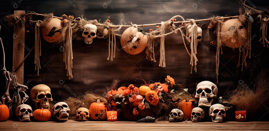 Caveira assustadora, feliz dia das bruxas