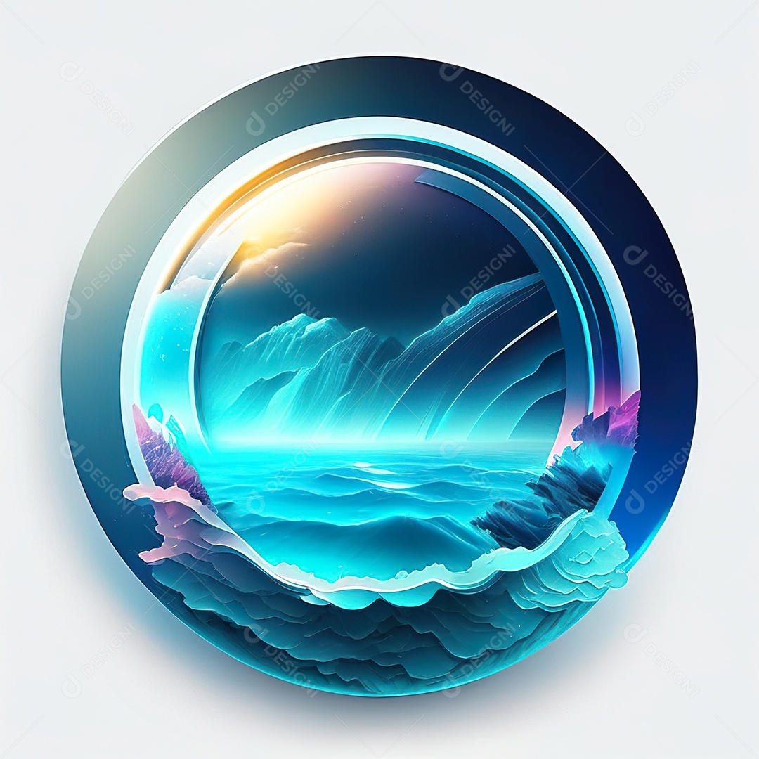 Logotipo redondo atlas oceânico futurista cor suave