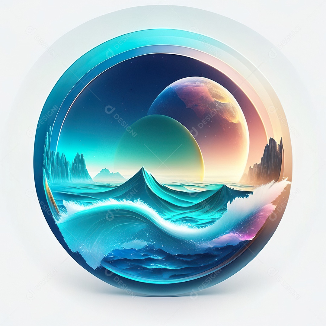 Logotipo redondo atlas oceânico futurista cor suave