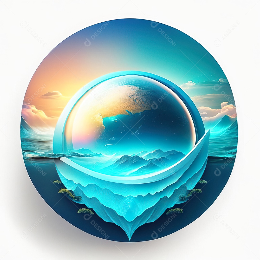 Logotipo redondo atlas oceânico futurista cor suave
