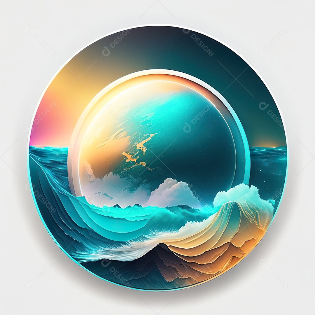 Logotipo redondo atlas oceânico futurista cor suave