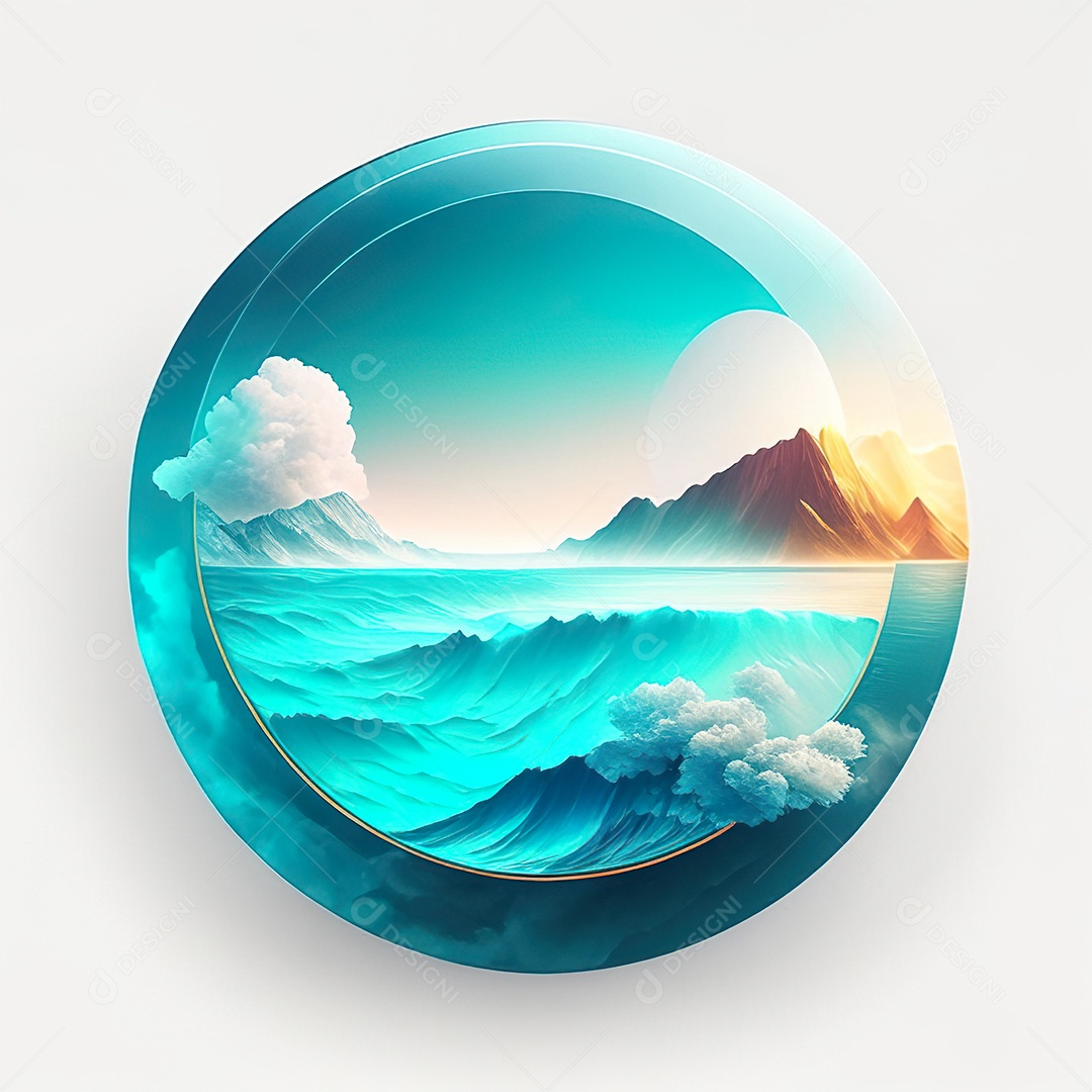 Logotipo redondo atlas oceânico futurista cor suave