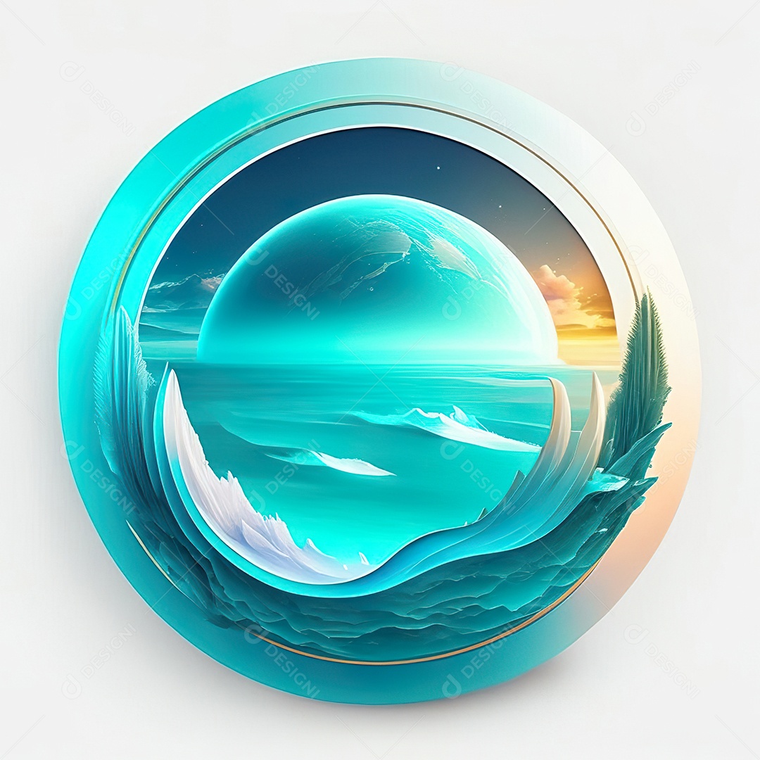 Logotipo redondo atlas oceânico futurista cor suave