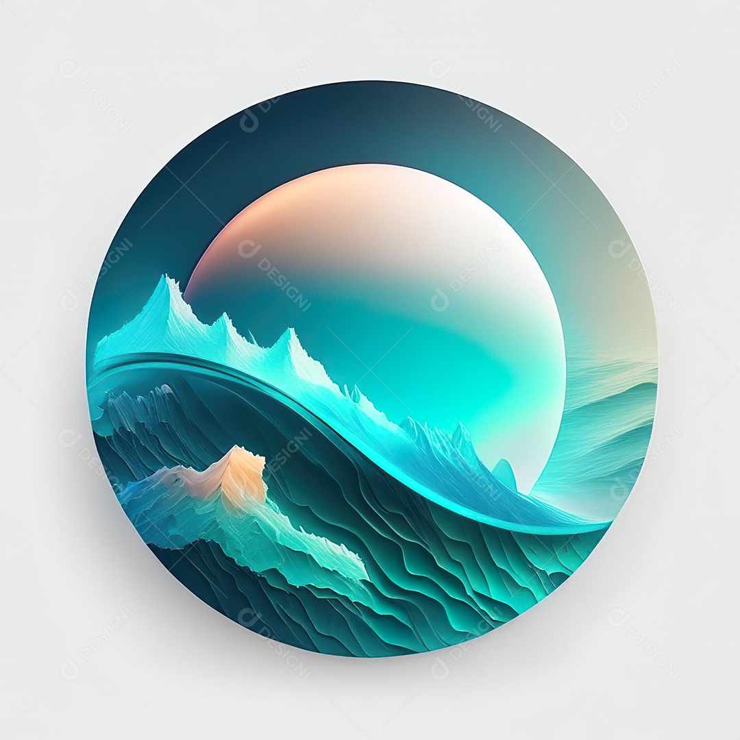 Logotipo redondo atlas oceânico futurista cor suave