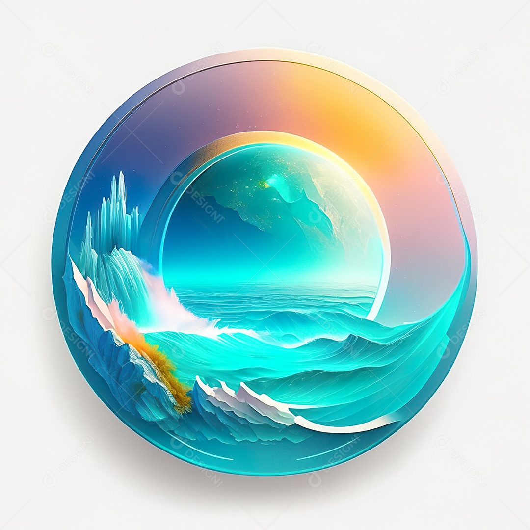 Logotipo redondo atlas oceânico futurista cor suave