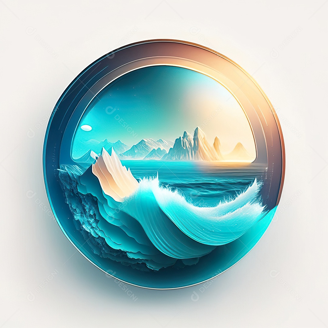 Logotipo redondo atlas oceânico futurista cor suave