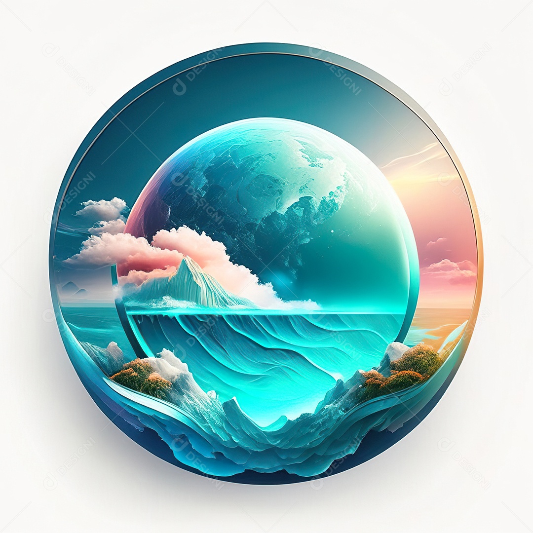 Logotipo redondo atlas oceânico futurista cor suave