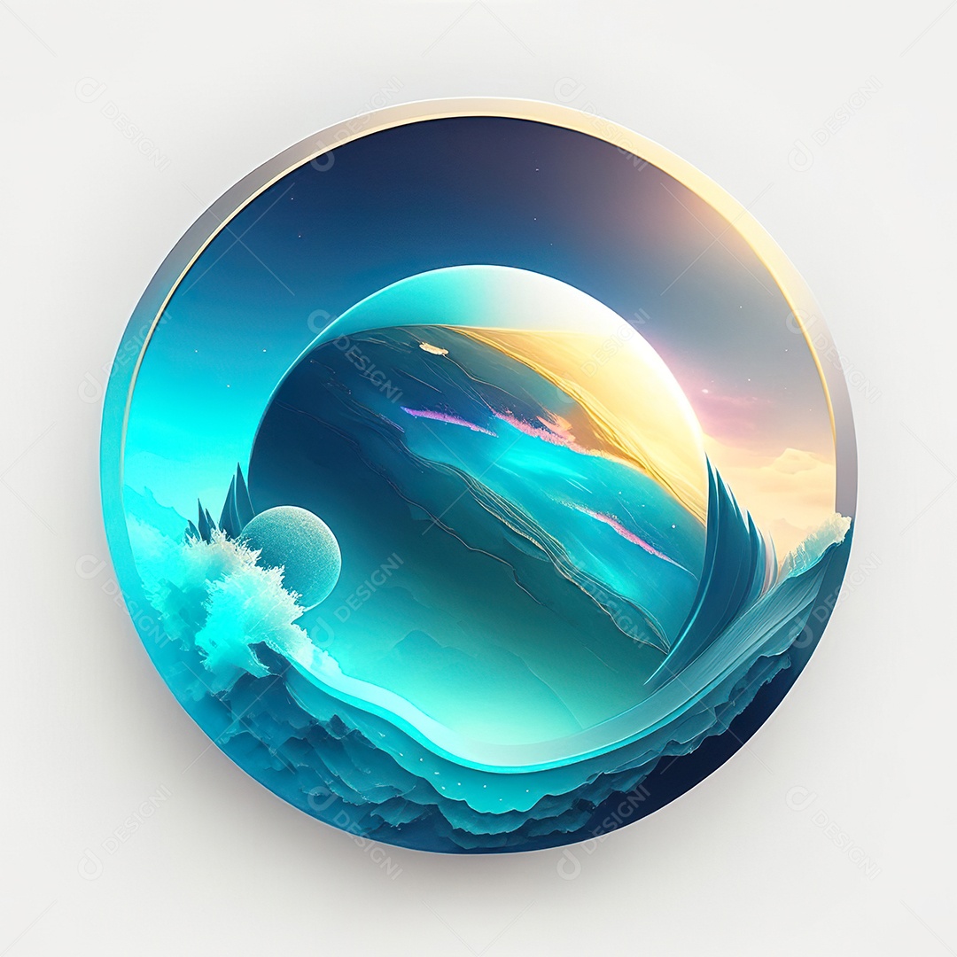 Logotipo redondo atlas oceânico futurista cor suave