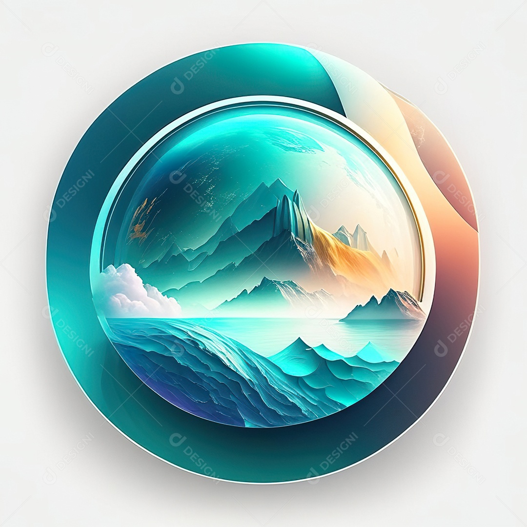 Logotipo redondo atlas oceânico futurista cor suave