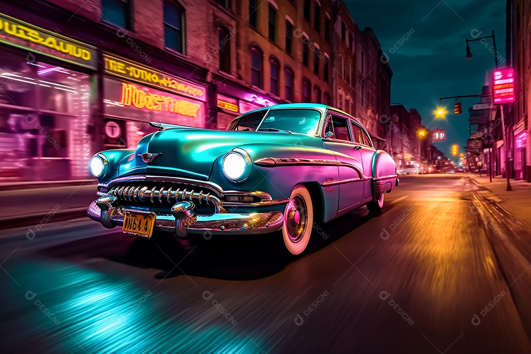 Imagem realista de carro sobre uma rua