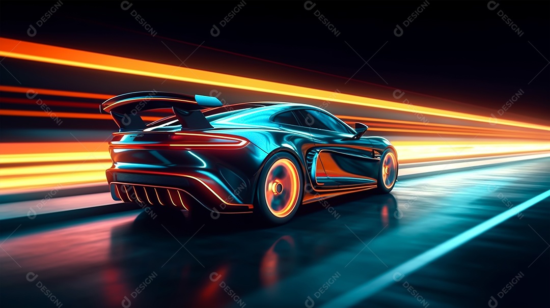 Imagem realista de carro sobre uma rua