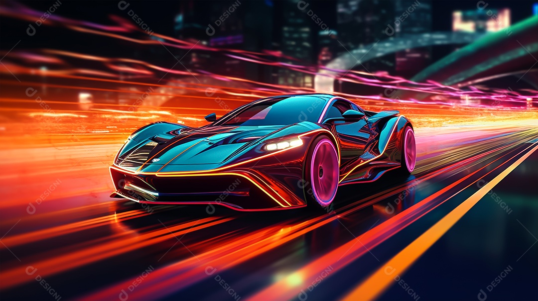 Imagem realista de carro sobre uma rua