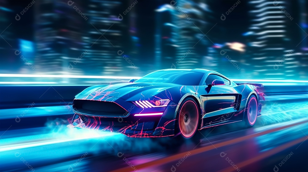 Imagem realista de carro sobre uma rua