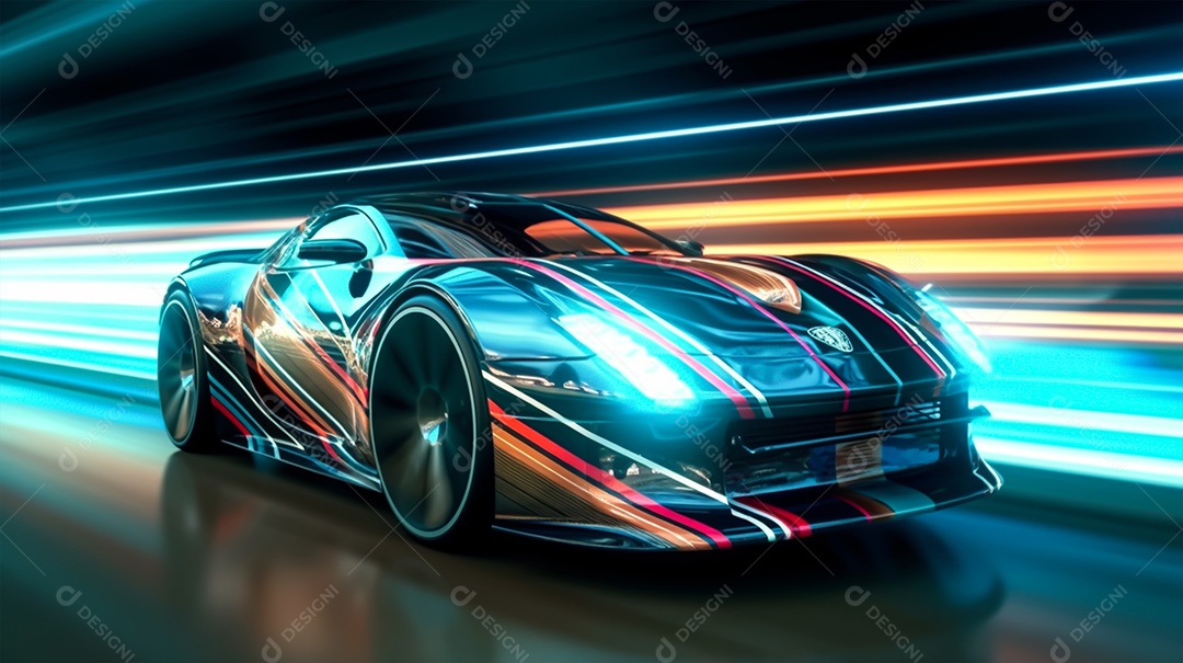 Imagem realista de carro sobre uma rua