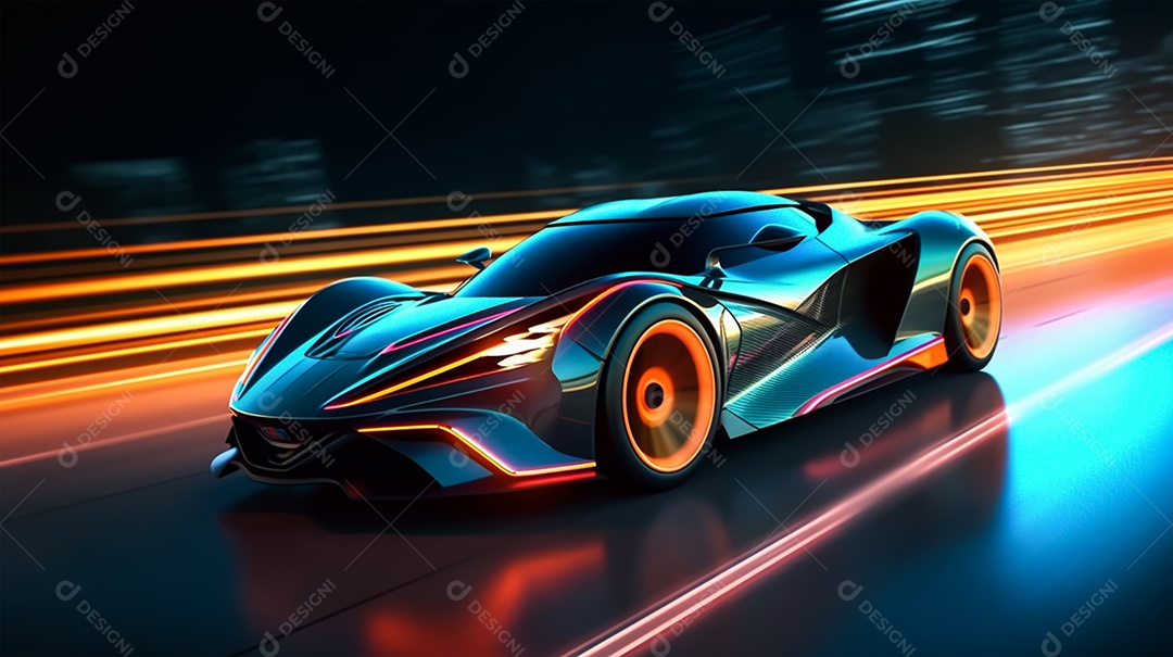 Imagem realista de carro sobre uma rua