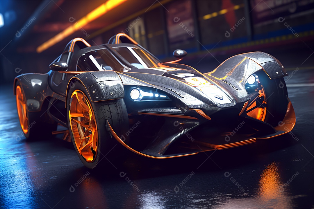 Imagem realista de carro sobre uma rua