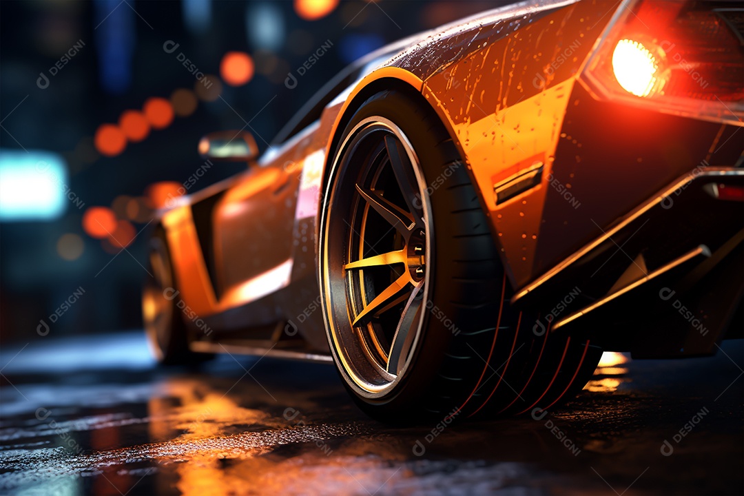 Imagem realista de carro sobre uma rua